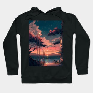 Aesthetic Anime Sunset Background Artwork #3 Hoodie